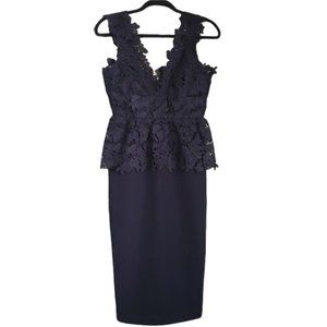 Bardot Black Valencia Peplum Lace Pencil Dress 6/S